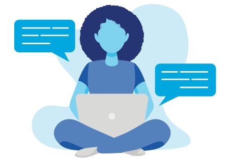 Girl in front of a laptop receiving email messages