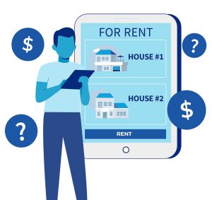 Man looking a house listing on his phone