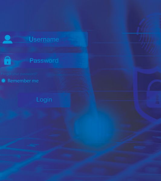 Keyboard with a login screen with username and password