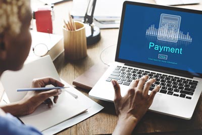 Payment on the laptop's screen