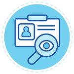 Image of magnifying glass on an ID card signifying Identity Verification suggestions
