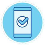 Image of cell phone with a checkmark signifying post-onboarding recommendations