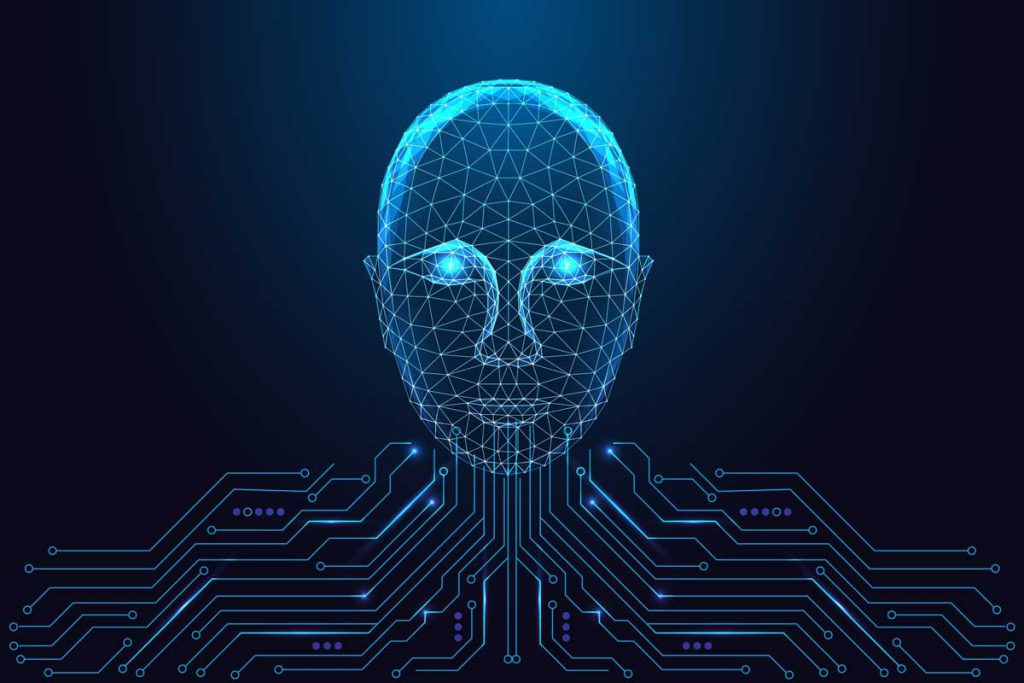 Picture of a human head being analyzed for biometric screening.