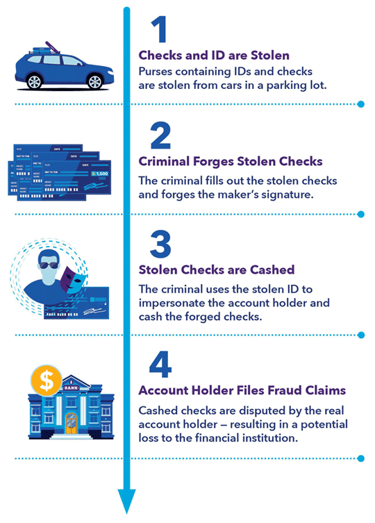 vertical-infographic-two-1 An infographic of what criminals do with stolen checks and IDs.